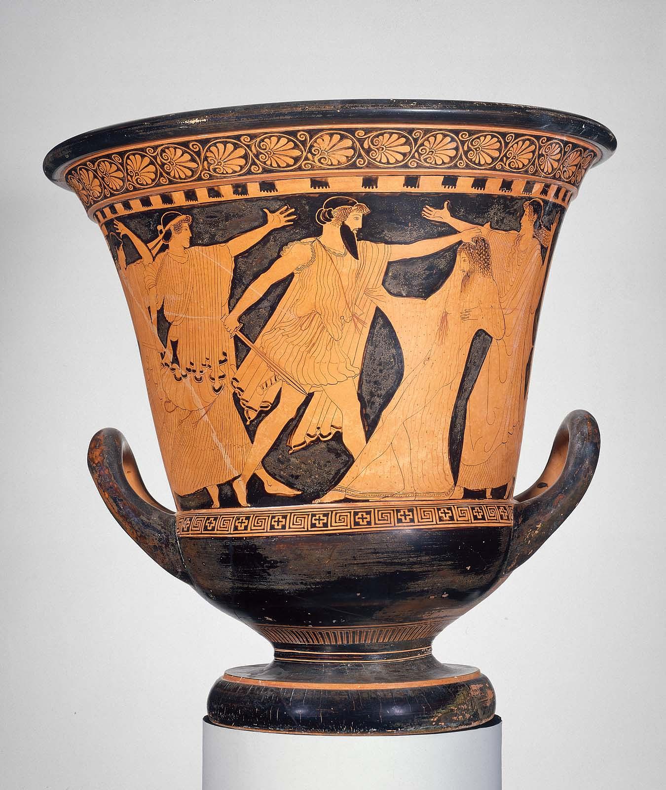 Black figure Kylix crater depicting the killing of Agamemnon, Museum of Fine Arts, Boston