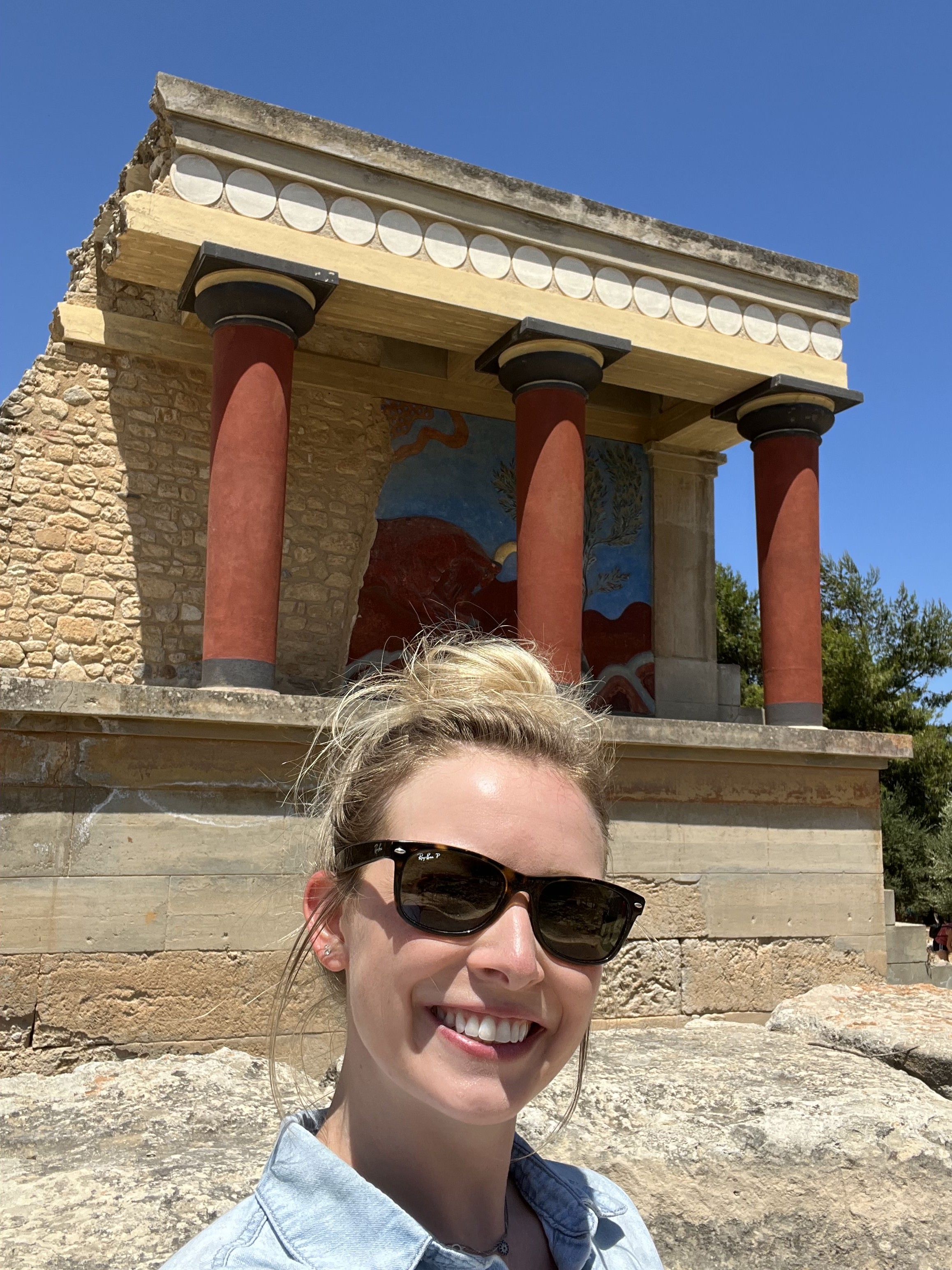 Holly Miller in front of the Palace of Knossos