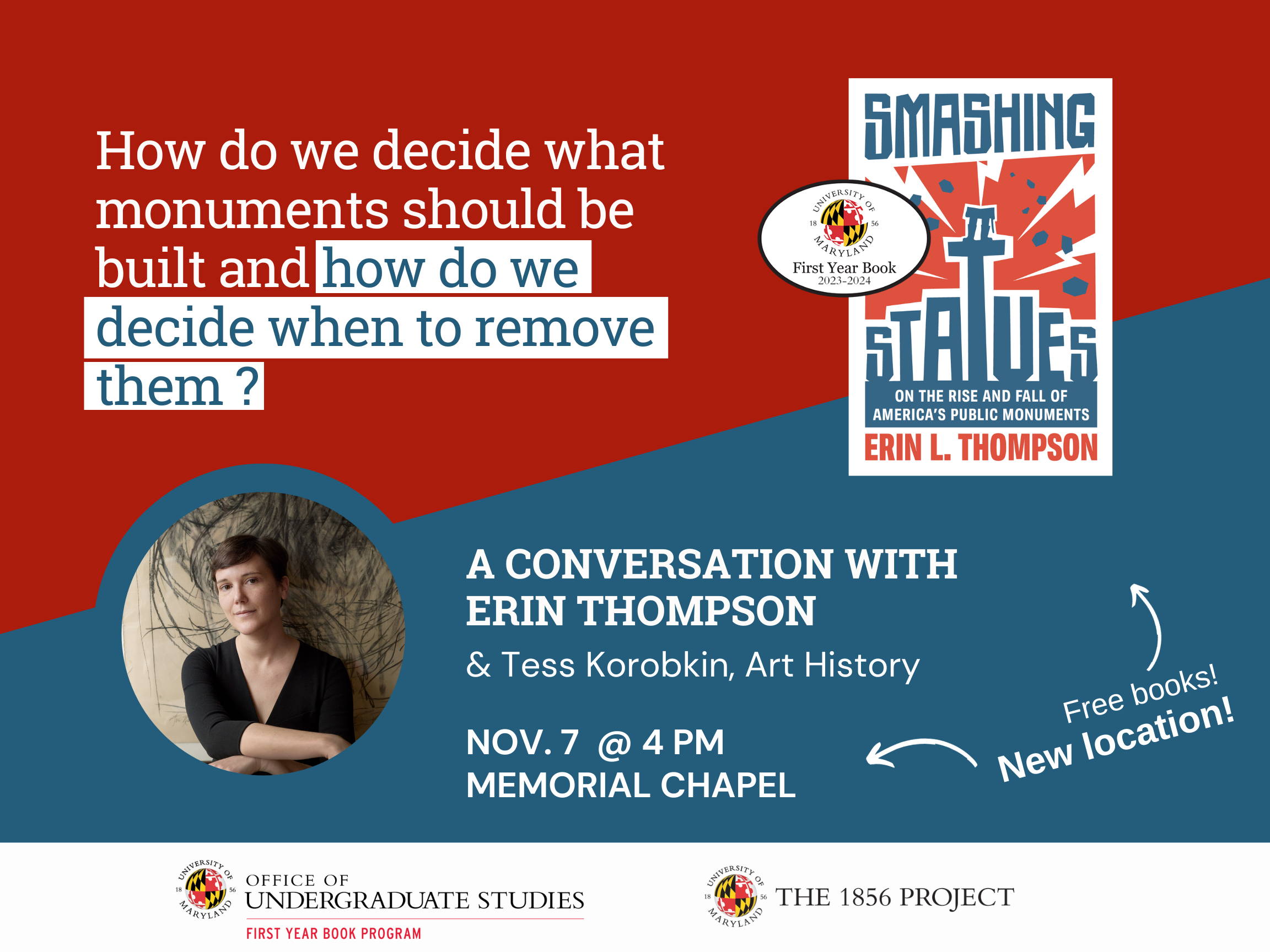 Event information for a conversation with Erin Thompson.
