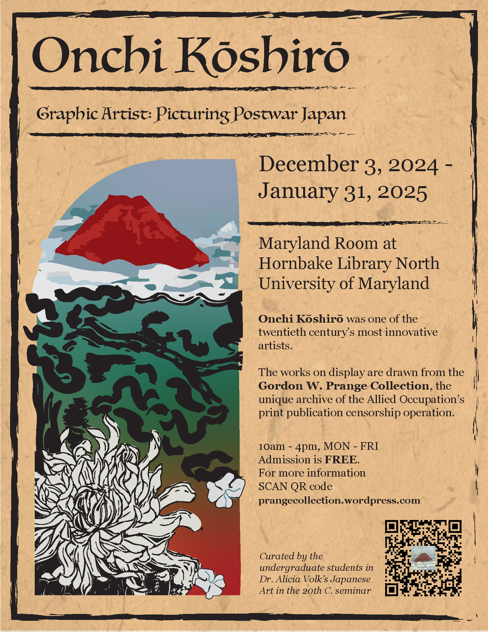 Flyer for Onchi Koshiro exhibition