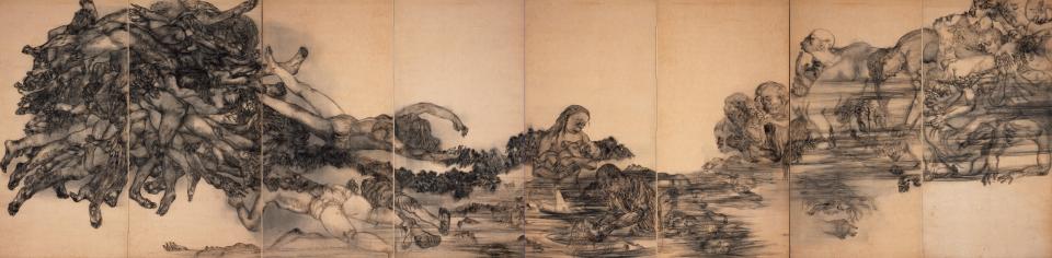 Akamatsu Toshiko and Maruki Iri, Water, 1950, third painting in the Atomic Bomb Picture series, ink on paper, The Maruki Gallery for the Hiroshima Panels