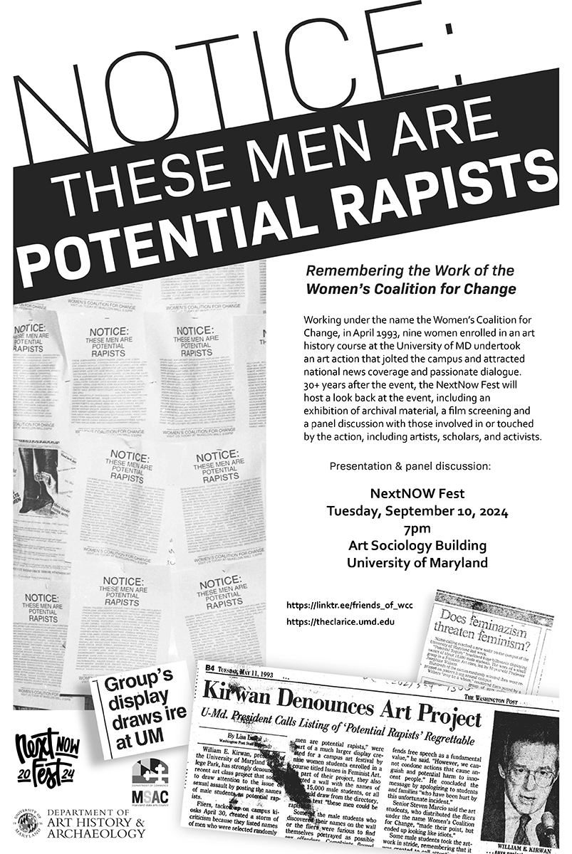Graphic for WCC action "These Men are Potential Rapists" with event info