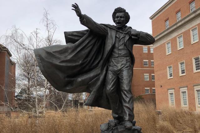 Statue of Frederick Douglass in front of Hornbake Library, UMD