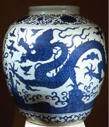 Large Jar Decorated with Dragons, mid-16th century, China. Jiangxi province, Jingdezhen kilns. Porcelain with underglaze cobalt decoration. 21 in. H × 19 1/4 in. Diam. (53.3 cm. H × 48.9 cm. Diam.). Purchase with exchange funds from The Mary Frick Jacobs Collection, 1993.22. Baltimore Museum of Art.