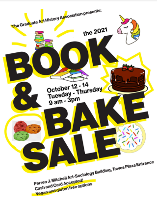 Art History & Archaeology Book and Bake Sale poster